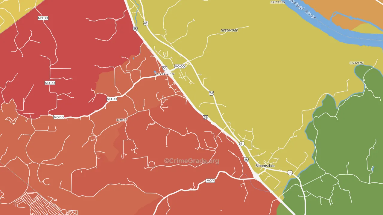 Bloomsdale, MO Map of Arson Rates