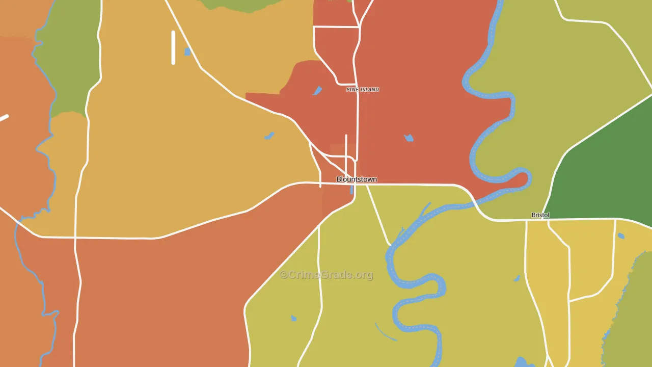 Blountstown, FL Map of Arson Rates