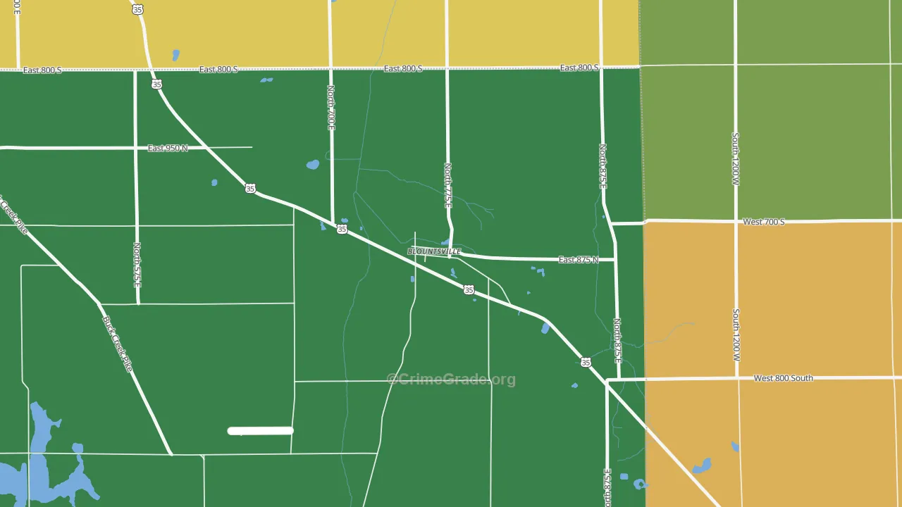 Blountsville, IN Map of Arson Rates