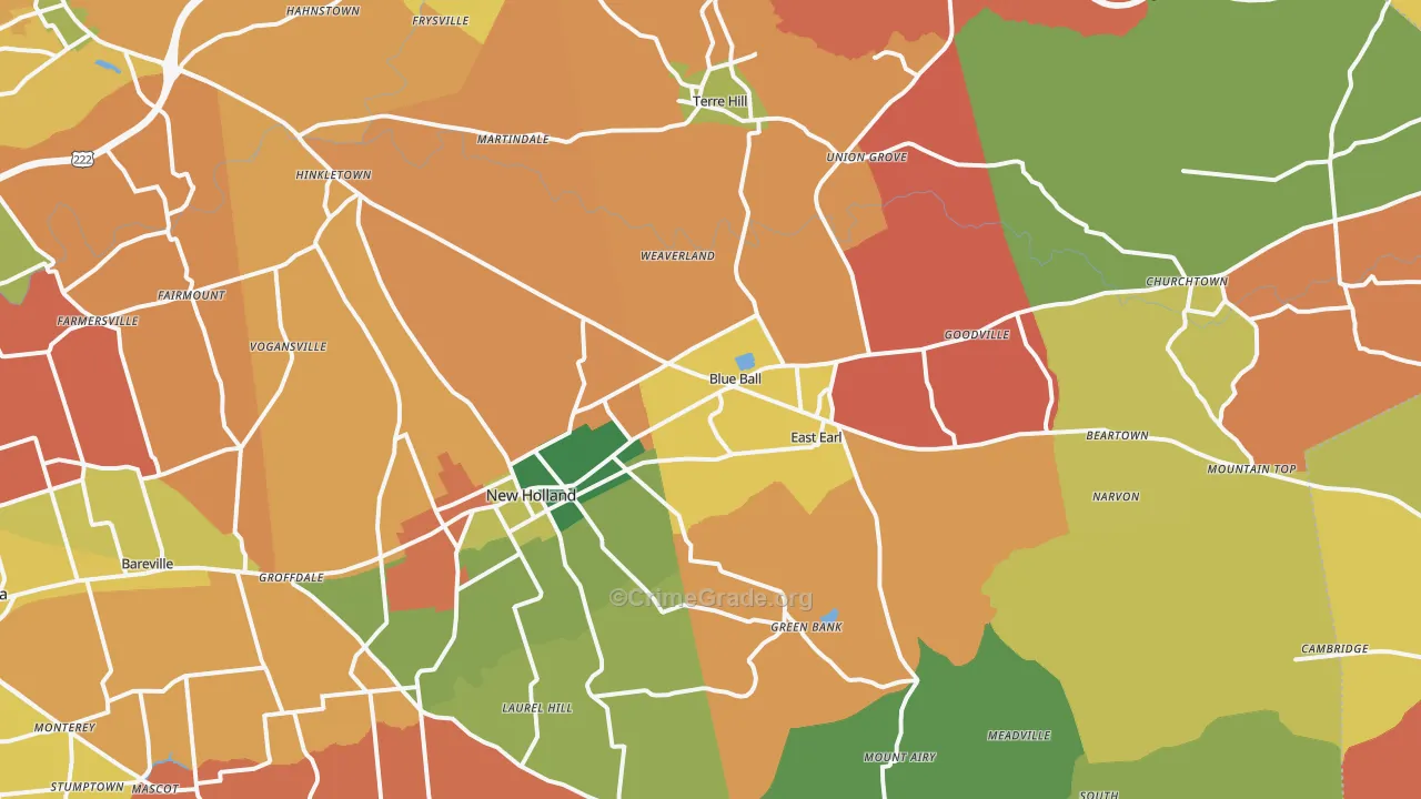 Blue Ball, PA Map of Arson Rates