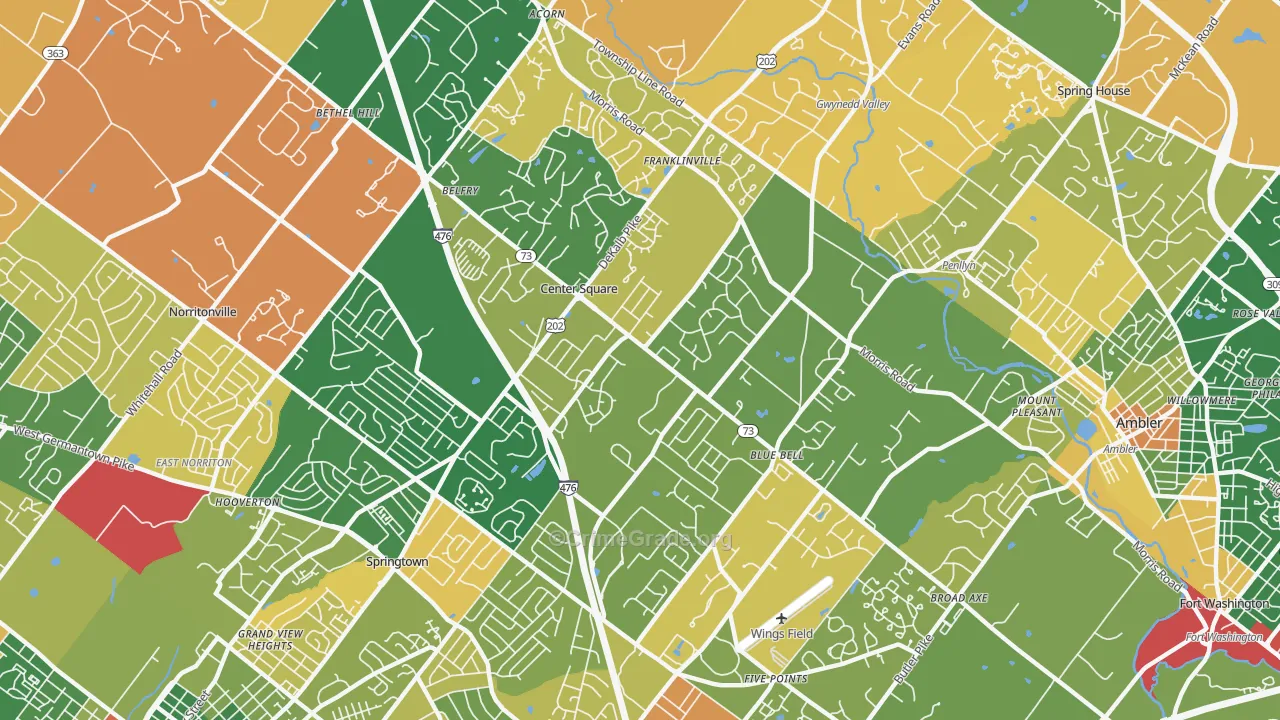 Blue Bell, PA Map of Arson Rates