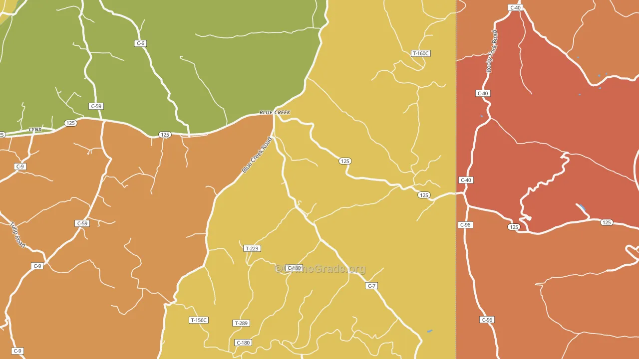 Blue Creek, OH Map of Arson Rates