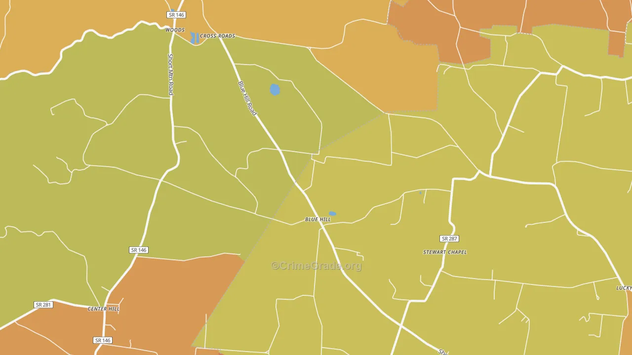 Blue Hill, TN Map of Arson Rates