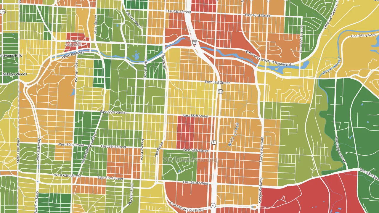 Blue Hills, Kansas City, MO Map of Arson Rates