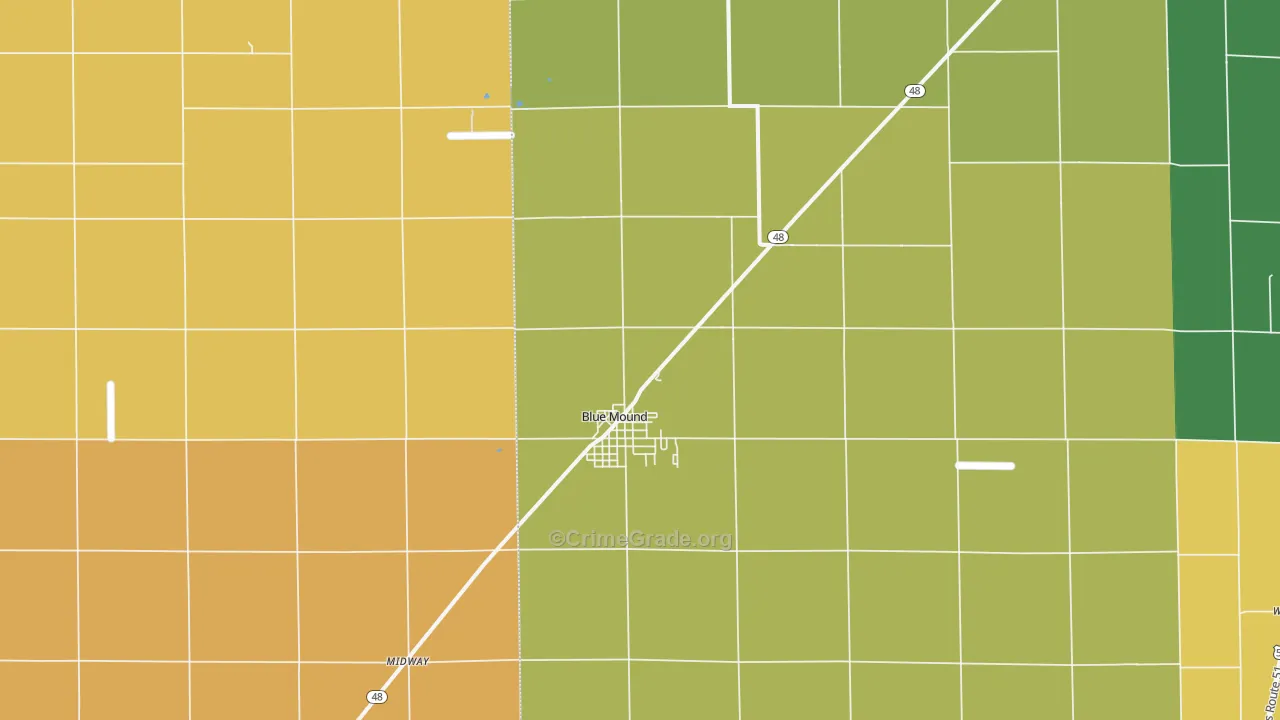 Blue Mound, IL Map of Arson Rates