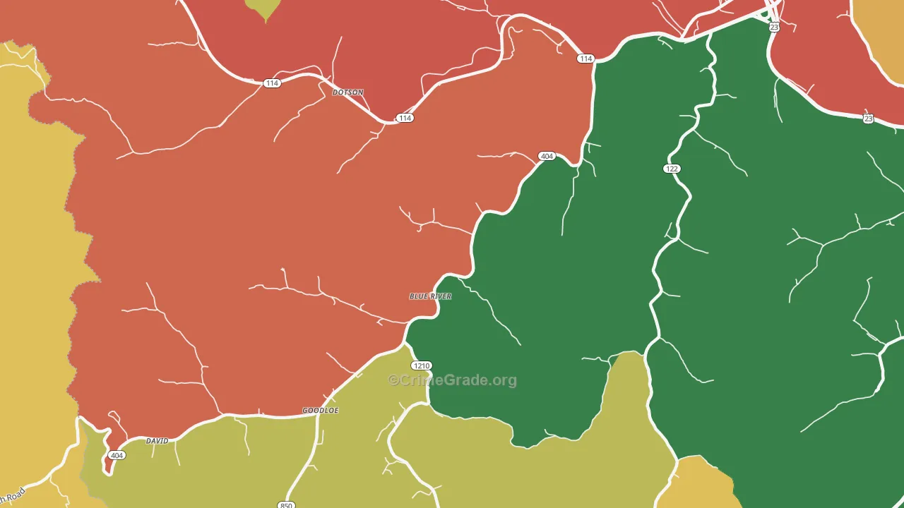 Blue River, KY Map of Arson Rates