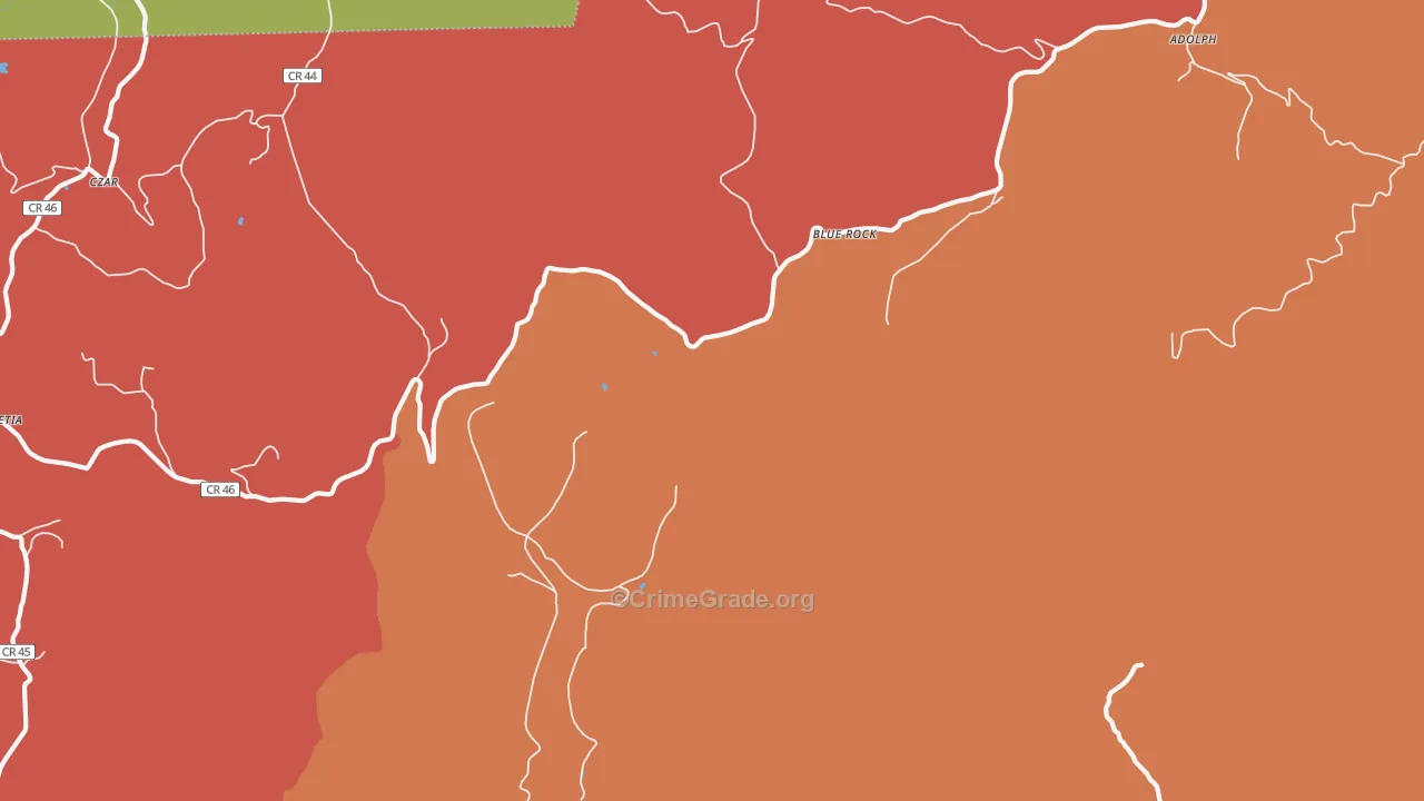 Blue Rock, WV Map of Arson Rates