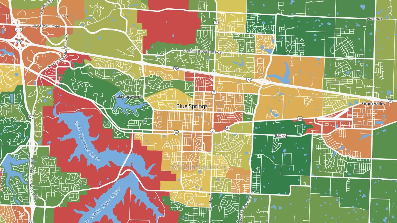 Blue Springs, MO Map of Arson Rates