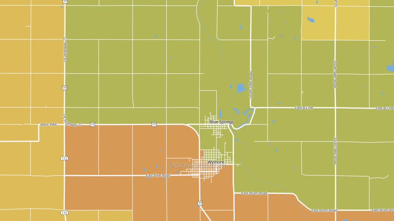 Blue Springs, NE Map of Arson Rates