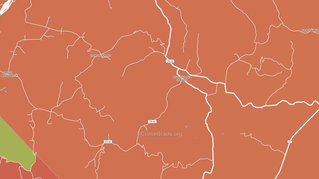 Blue Sulphur Springs, WV Map of Arson Rates