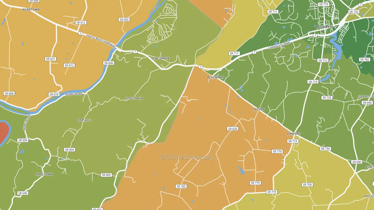 Bluemont, VA Map of Arson Rates
