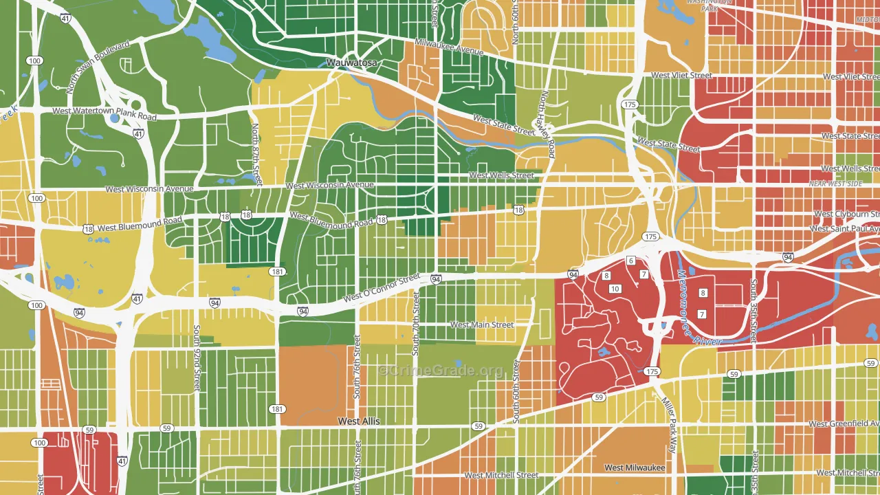 Bluemound Heights, Milwaukee, WI Map of Arson Rates