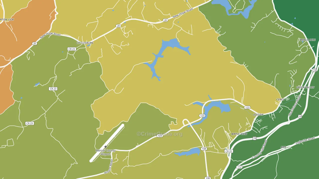 Bluestone, WV Map of Arson Rates