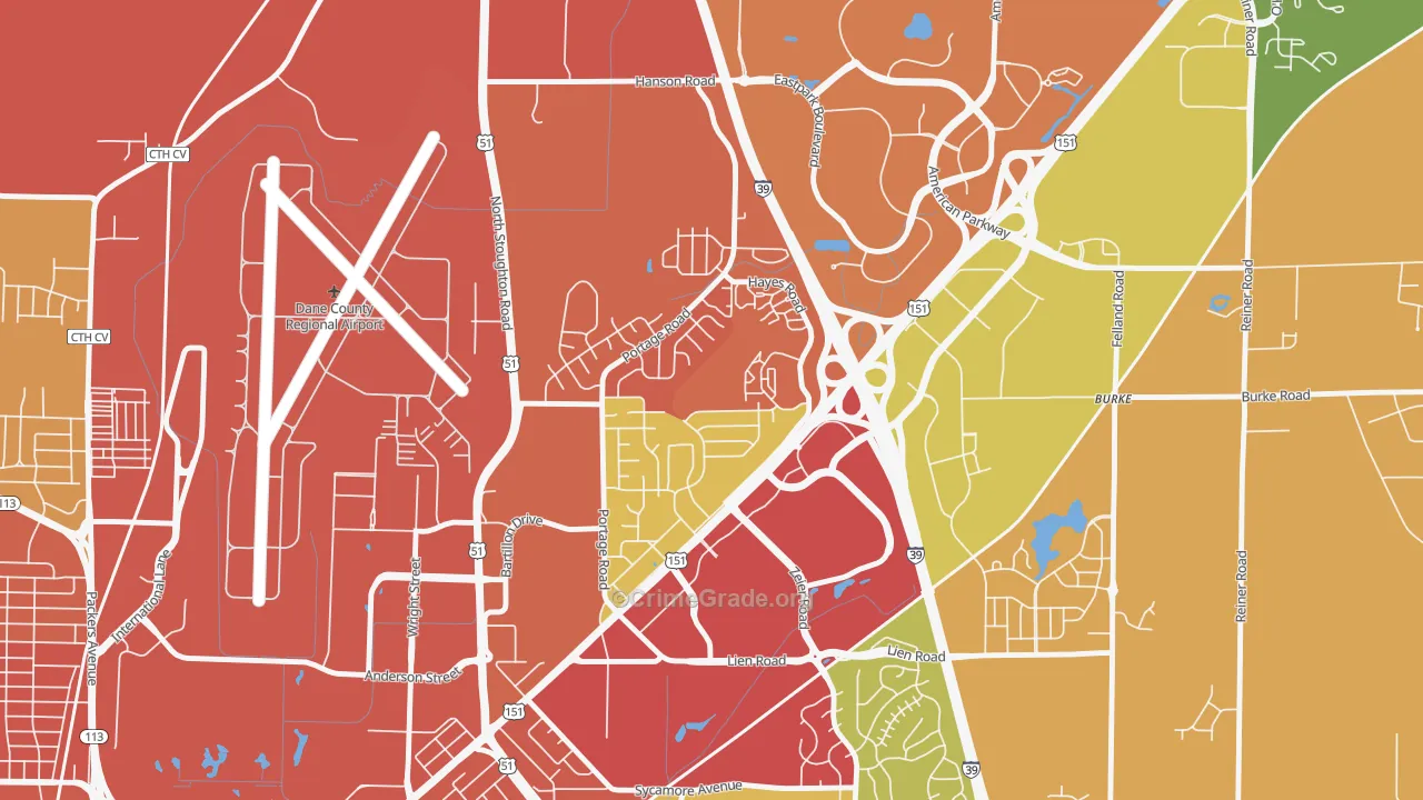 Bluff Acres, Madison, WI Map of Arson Rates