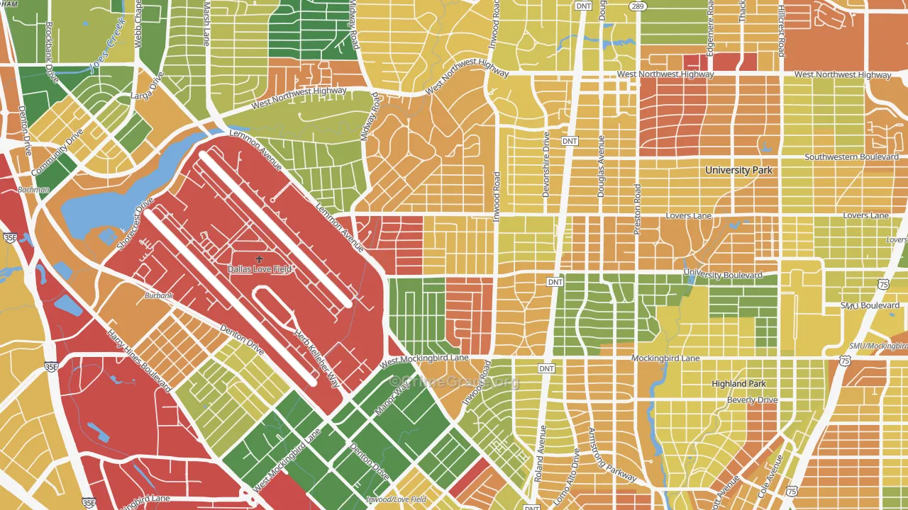 Bluffview, Dallas, TX Map of Arson Rates