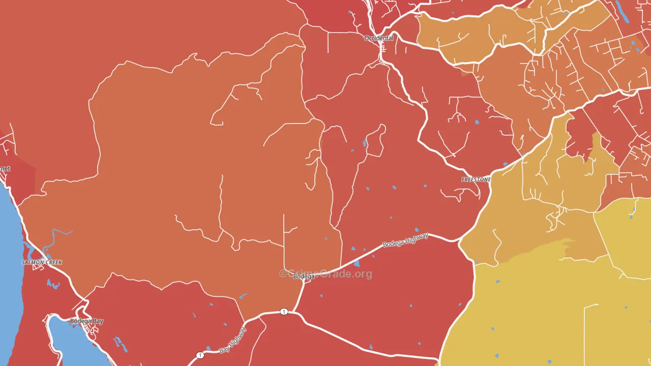 Bodega, CA Map of Arson Rates