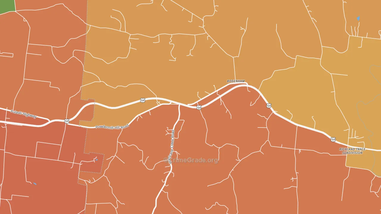 Bodenham, TN Map of Arson Rates