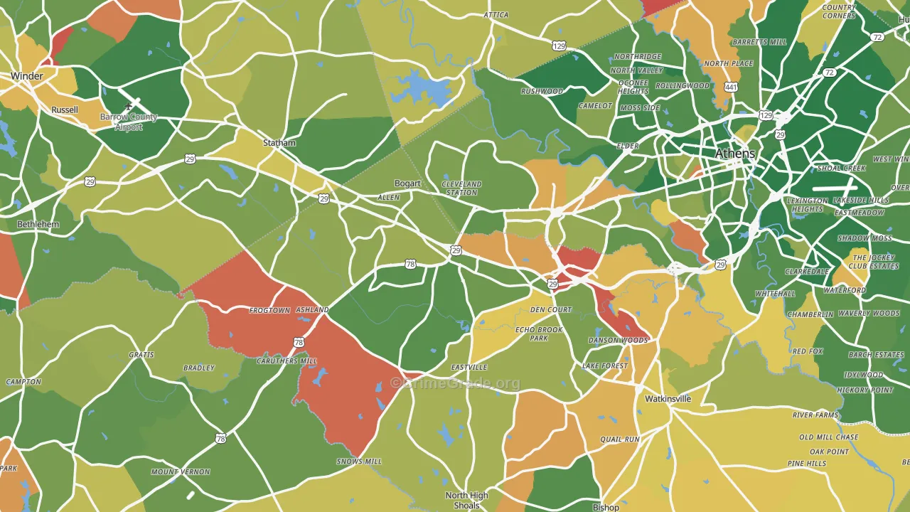 Bogart, GA Map of Arson Rates