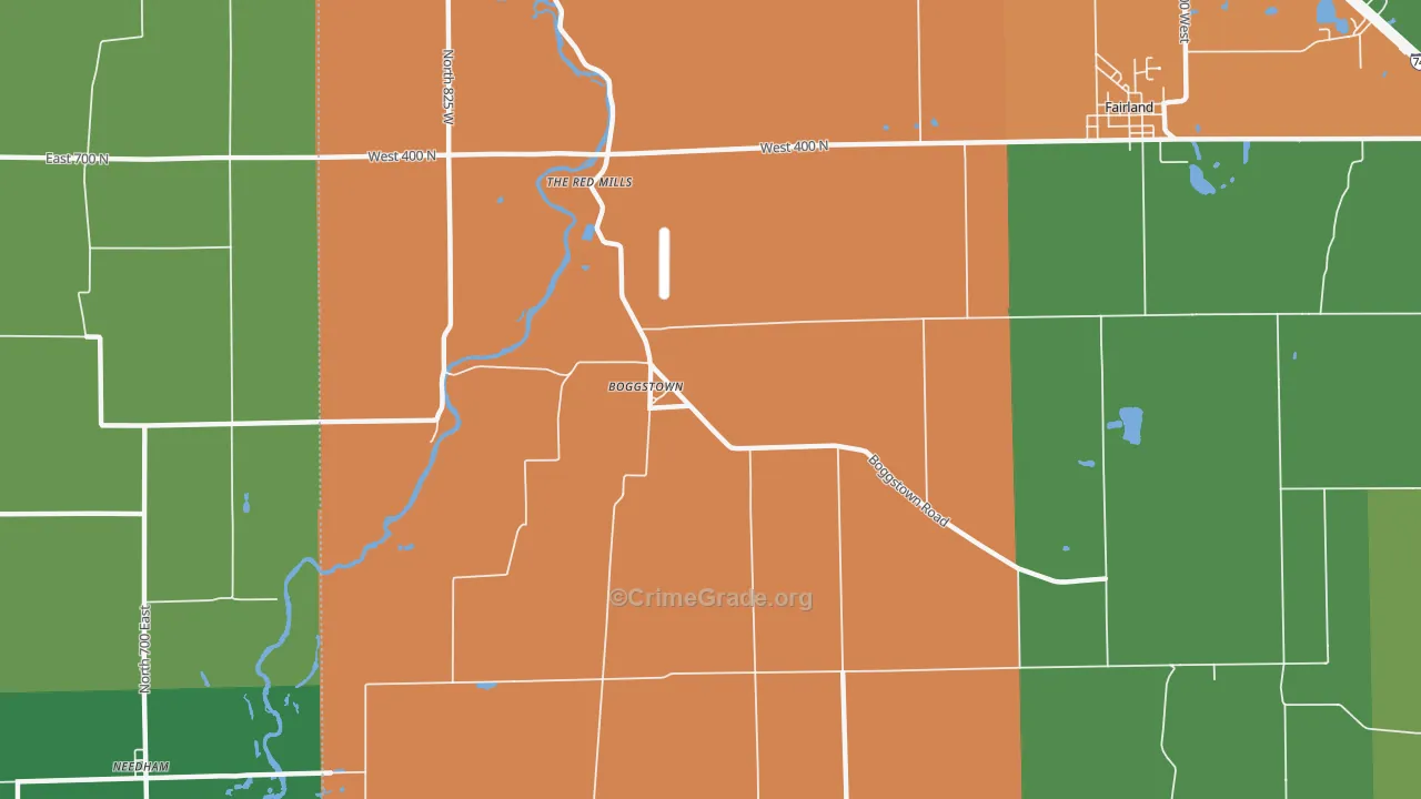 Boggstown, IN Map of Arson Rates