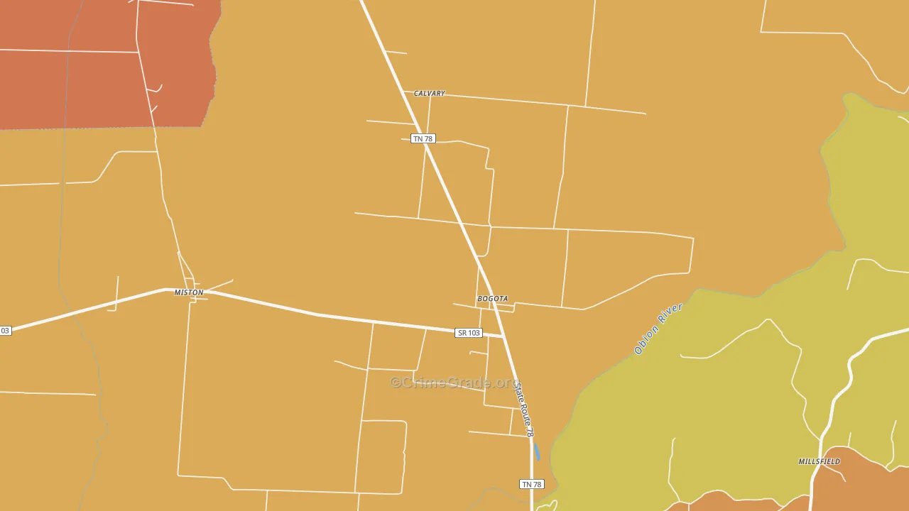 Bogota, TN Map of Arson Rates