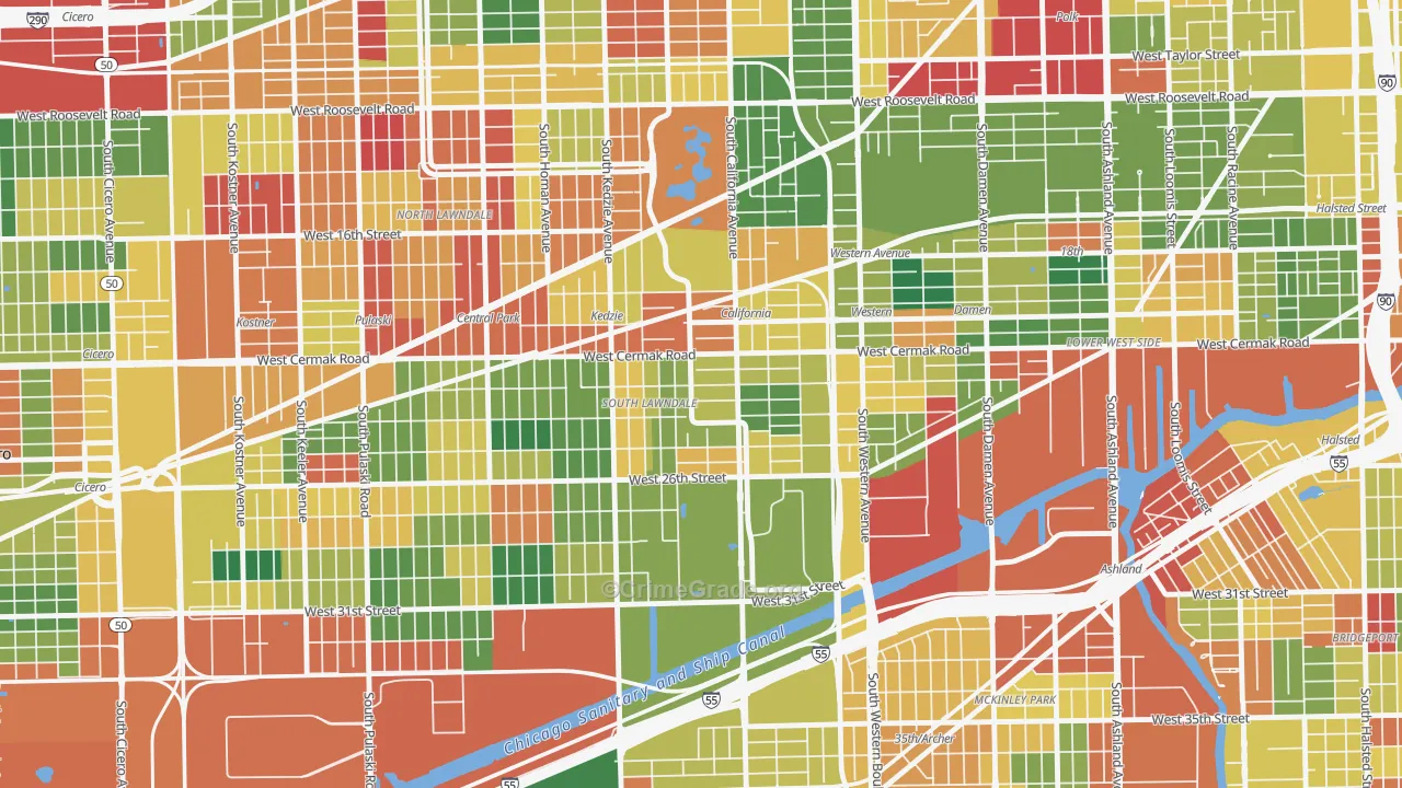 Bohemian California, Chicago, IL Map of Arson Rates