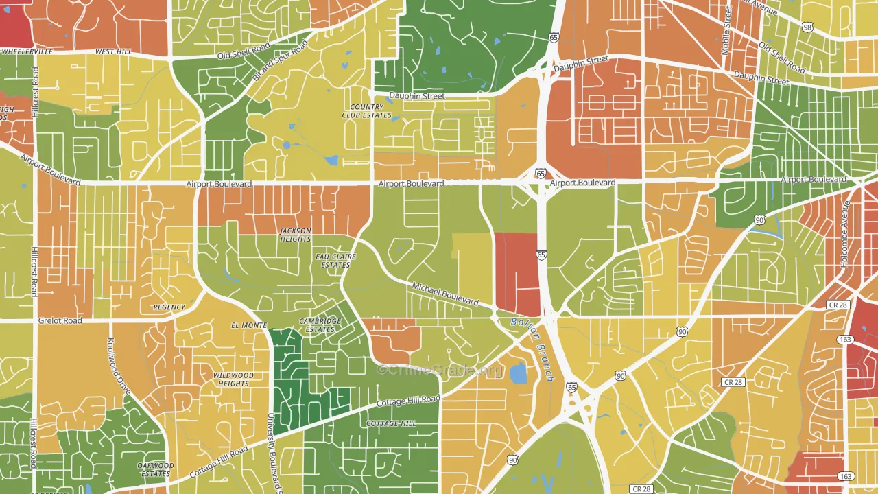 Bolton, Mobile, AL Map of Arson Rates