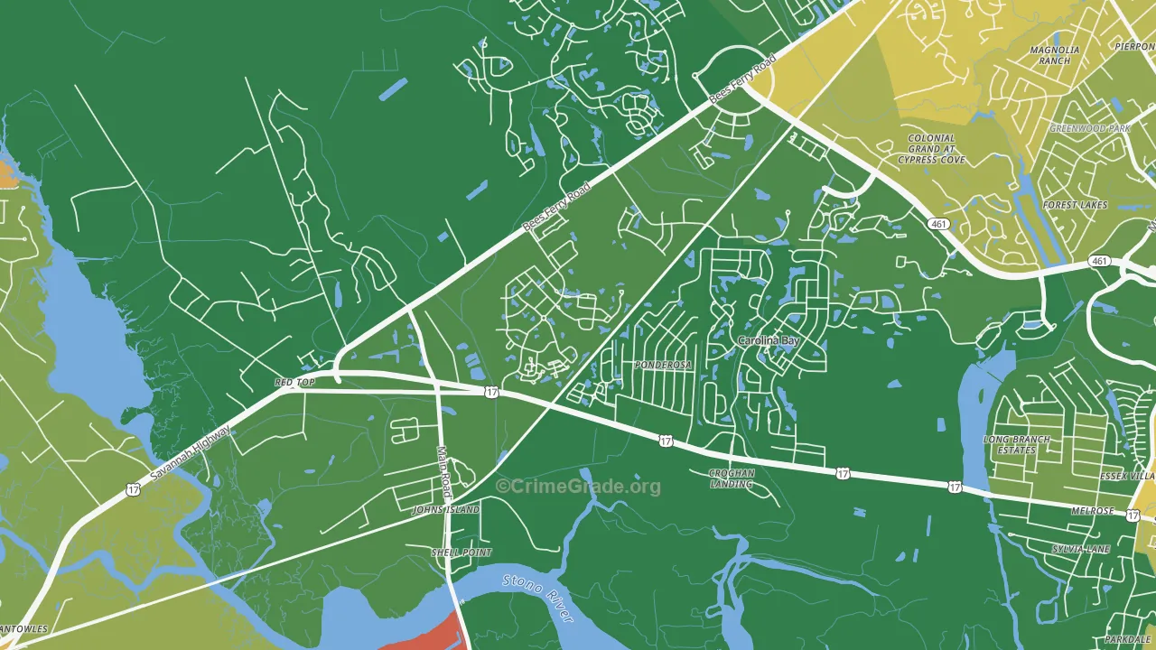 Boltons Landing, Charleston, SC Map of Arson Rates