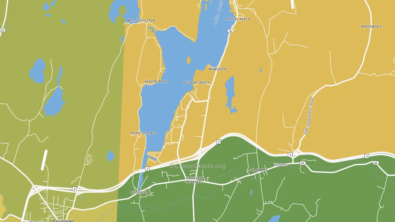 Bomoseen, VT Map of Arson Rates