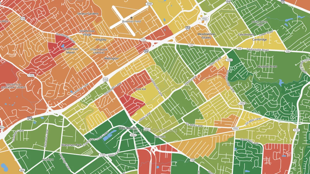 Bon Air, Louisville, KY Map of Arson Rates