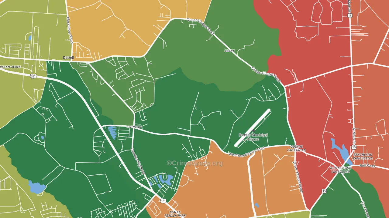 Bon Air Terrace, SC Map of Arson Rates