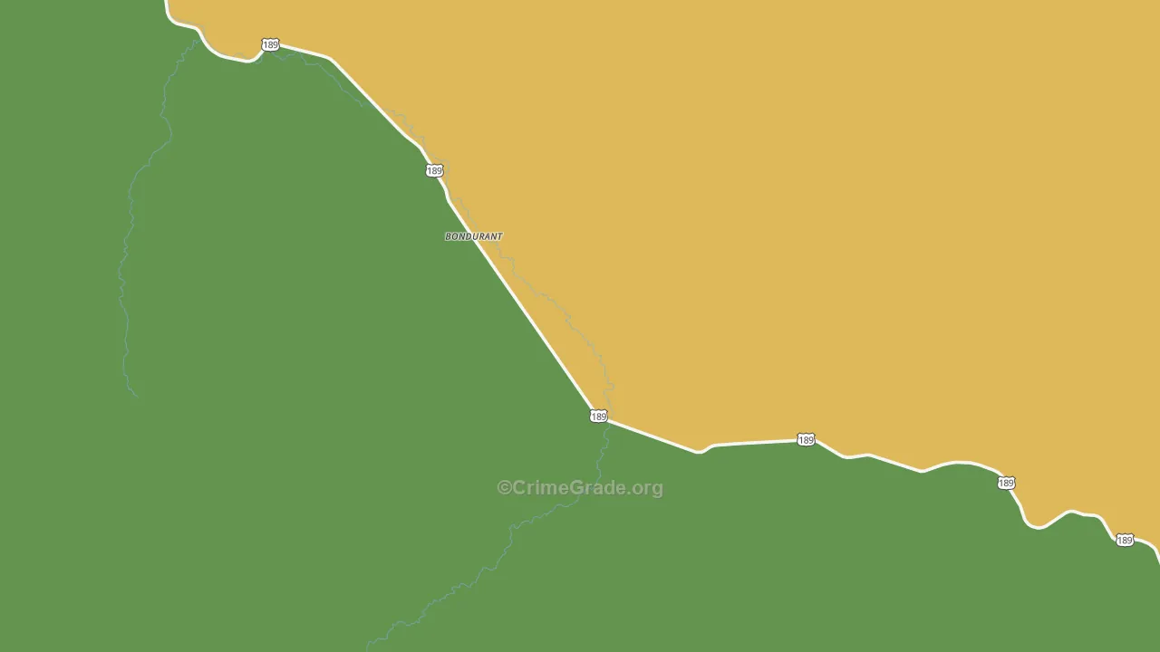 Bondurant, WY Map of Arson Rates