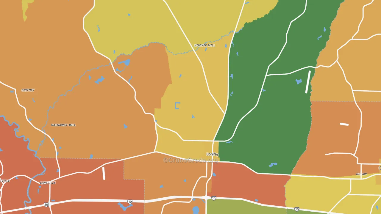 Bonifay, FL Map of Arson Rates