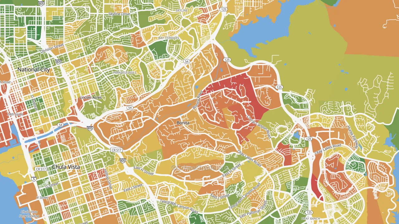 Bonita, CA Map of Arson Rates
