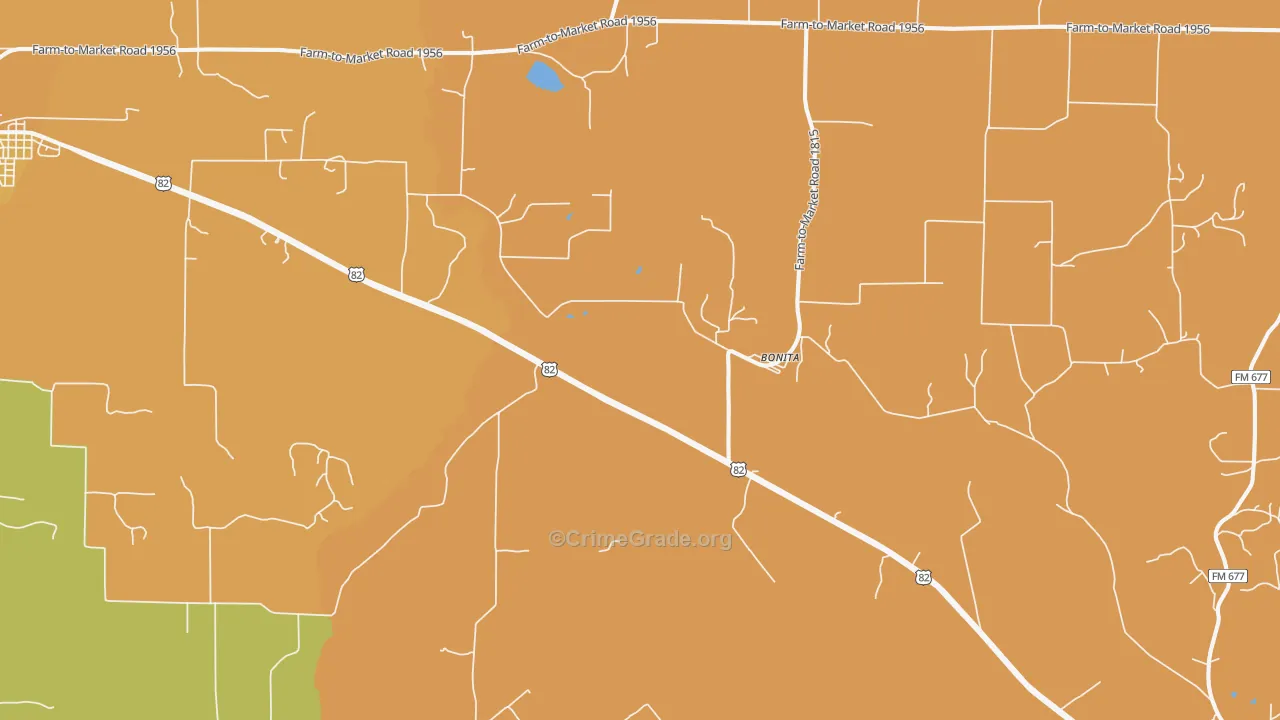 Bonita, TX Map of Arson Rates