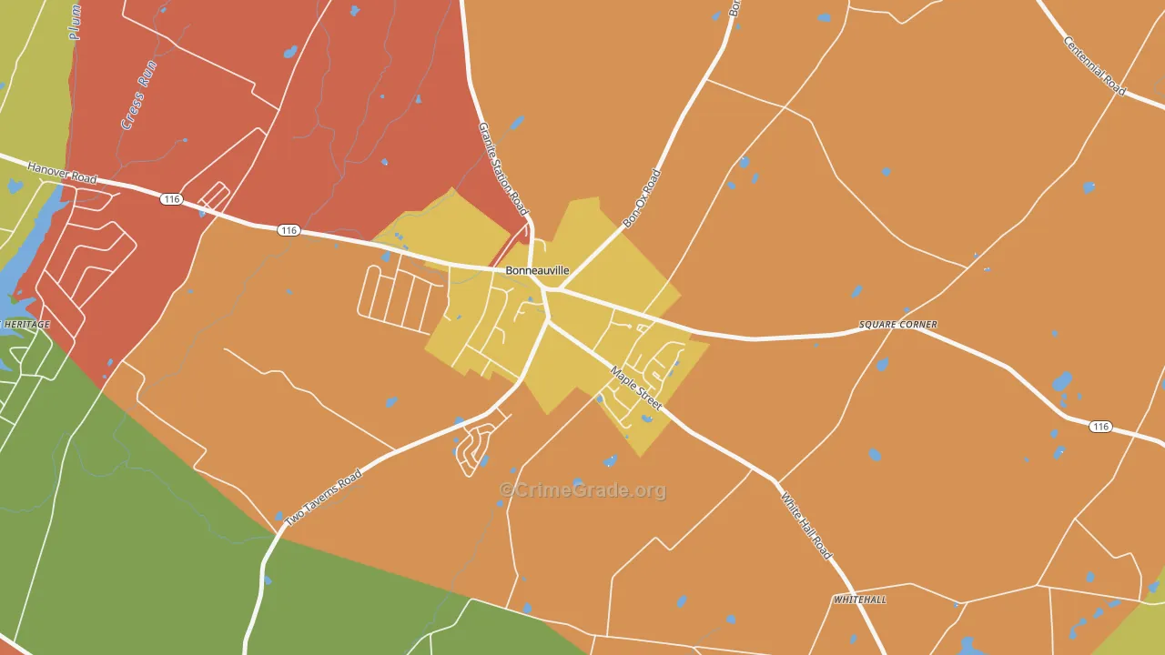 Bonneauville, PA Map of Arson Rates