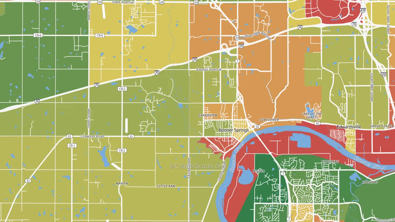 Bonner Springs, KS Map of Arson Rates