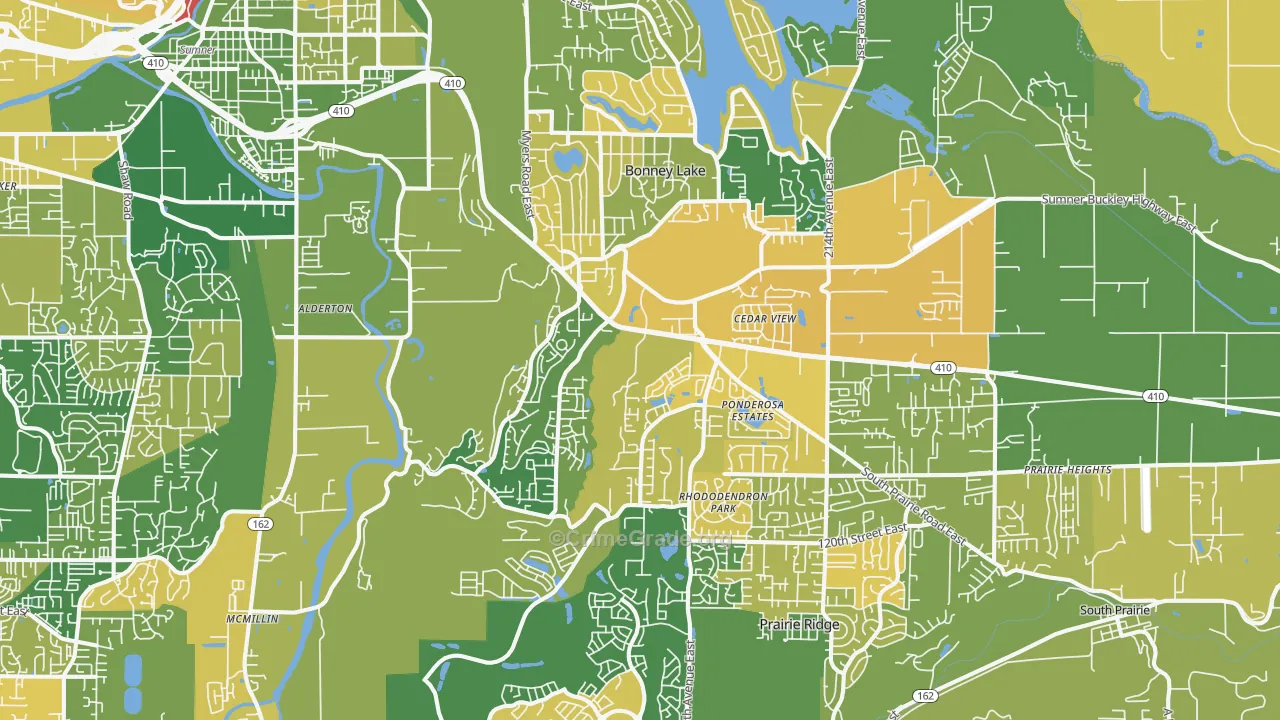 Bonney Lake, WA Map of Arson Rates