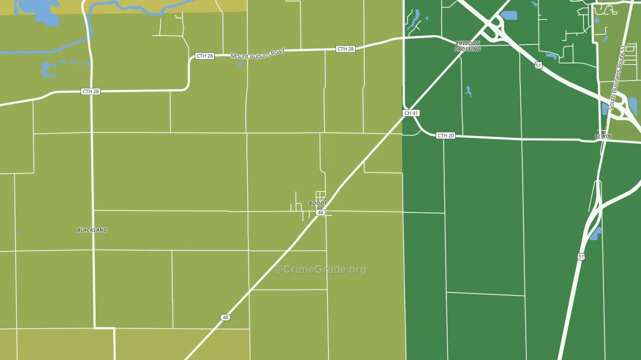Boody, IL Map of Arson Rates