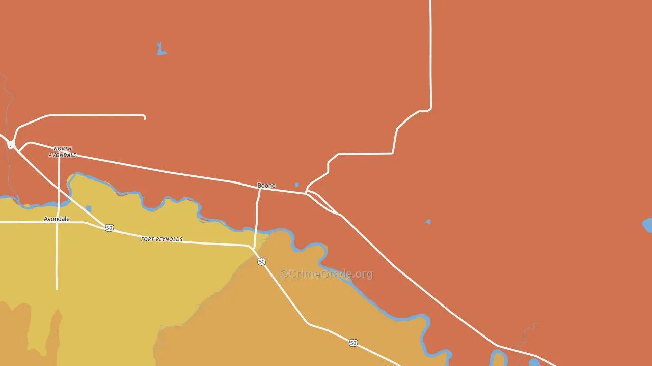 Boone, CO Map of Arson Rates