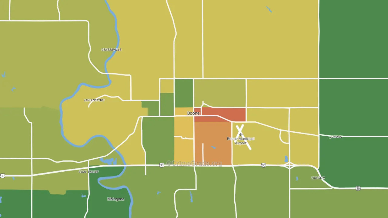 Boone, IA Map of Arson Rates