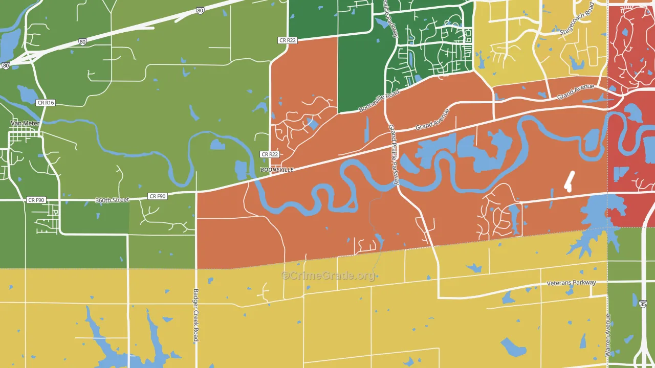 Booneville, IA Map of Arson Rates