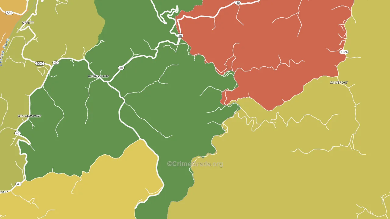 Boons Camp, KY Map of Arson Rates
