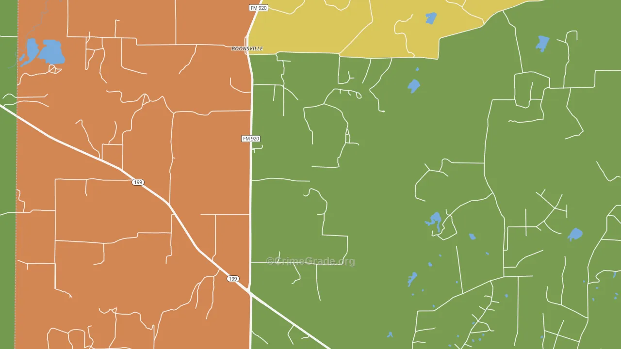 Boonsville, TX Map of Arson Rates
