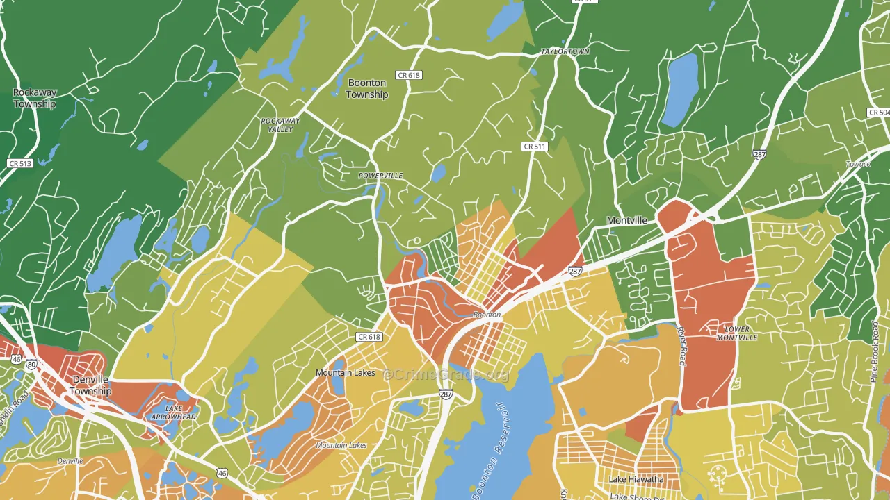 Boonton, NJ Map of Arson Rates