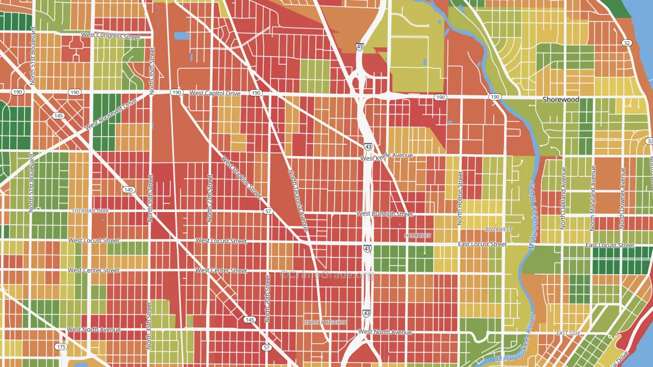 Borchert Field, Milwaukee, WI Map of Arson Rates