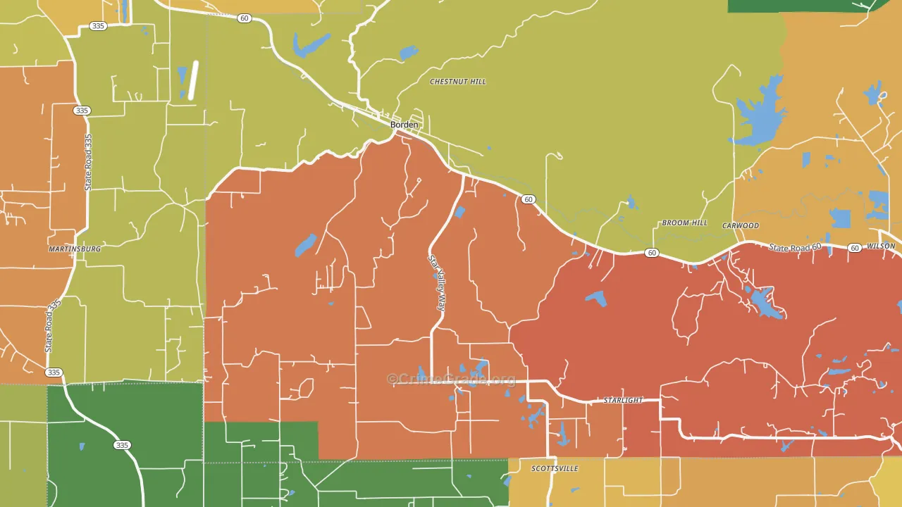Borden, IN Map of Arson Rates