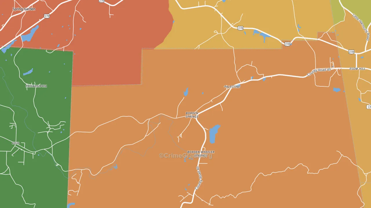 Borden Wheeler Springs, AL Map of Arson Rates