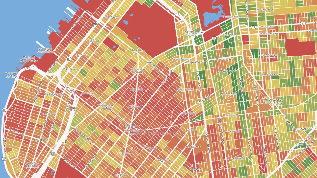 Borough Park, Brooklyn, NY Map of Arson Rates