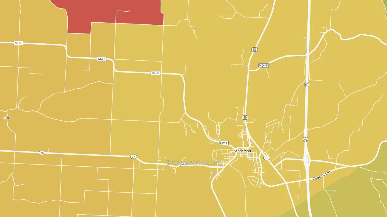 Bosky Dell, MO Map of Arson Rates