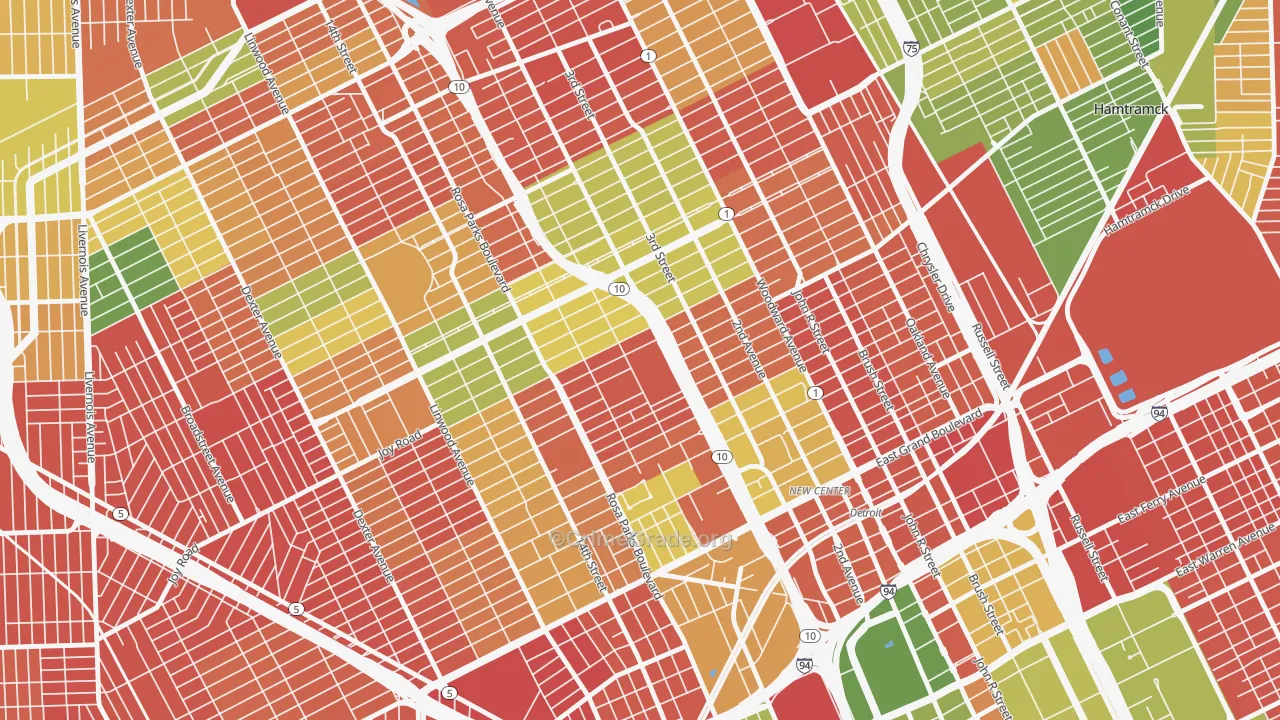 Boston Edison, Detroit, MI Map of Arson Rates